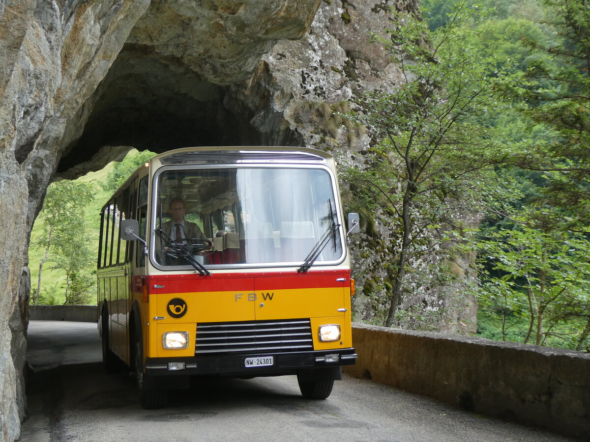(277'467) - Lambach, Gommiswald - NW 24'301 - FBW/Eggli (ex Tanner+Lambach, Reigoldswil; ex Lambach, Rieden; ex Meier, Grt; ex AVG Grindelwald Nr. 13; ex P 24'182) am 1. Juli 2025 auf der alten Grimselstrasse