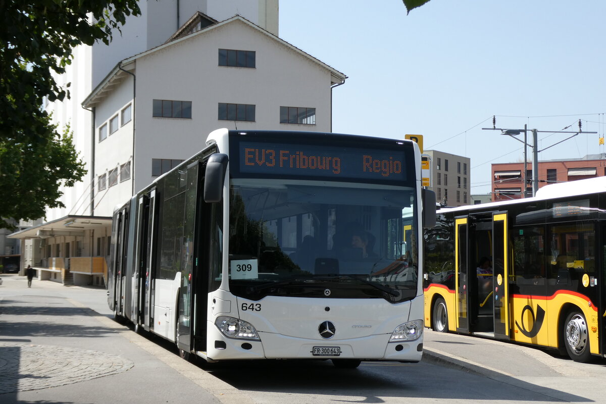 (278'876) - Intertours, Domdidier - Nr. 643/FR 300'643 - Mercedes am 15. August 2025 beim Bahnhof Ddingen