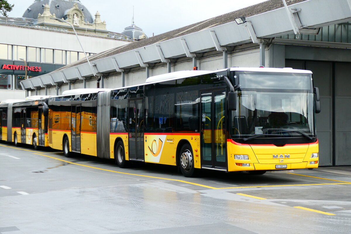 (279'240) - PostAuto Ostschweiz - TG 158'213/PID 4818 - MAN (ex PostAuto Graubnden; ex PostAuto Ostschweiz SZ 68'458; ex PostAuto Ostschweiz SZ 44'040; ex Kistler, Reichenburg) am 21. August 2025 in Bern, Postautostation
