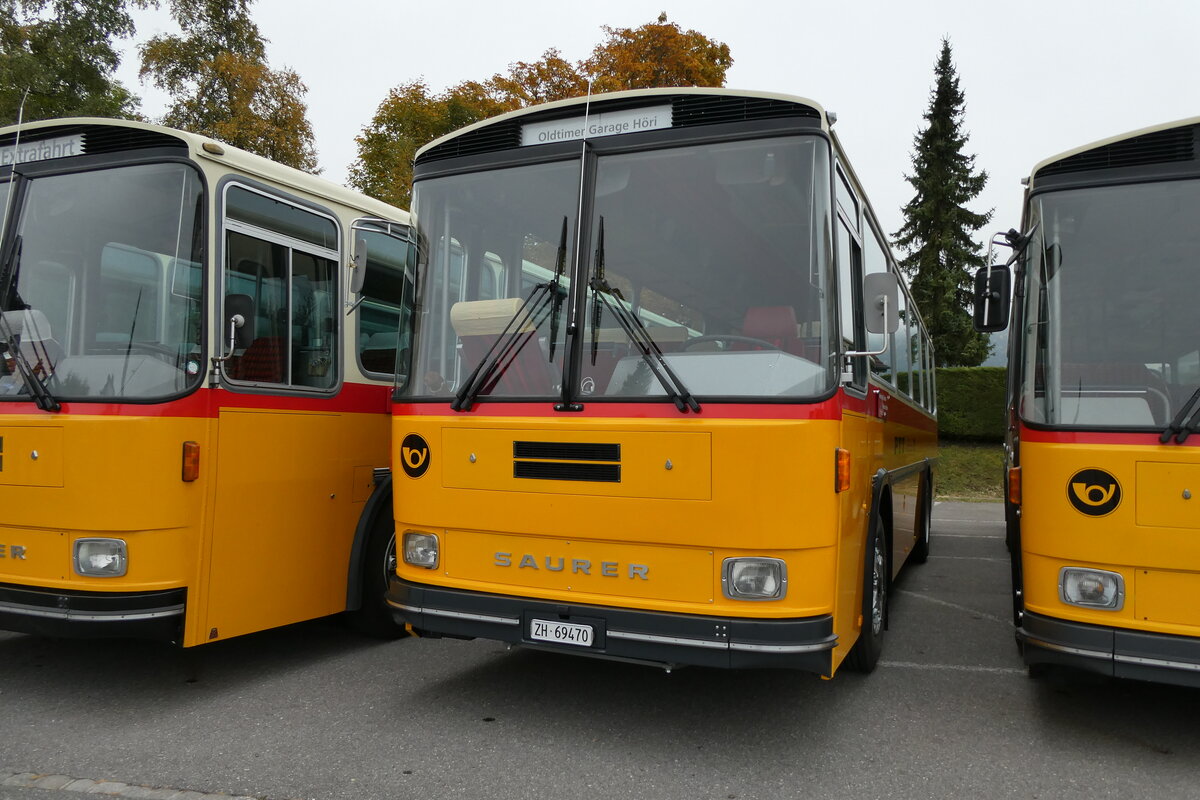 (281'330) - Oldtimer Garage, Hri - ZH 69'470 - Saurer/R&J (ex Breu, Berneck; ex Matt, FL-Mauren Nr. 19; ex P 24'356) am 12. Oktober 2025 in Schwarzenberg, Rssli