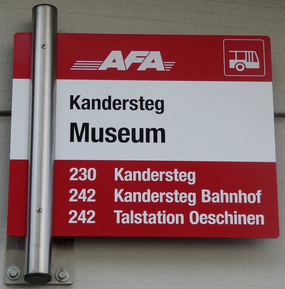 (281'951) - AFA-Haltestellenschild - Kandersteg, Museum - am 31. Oktober 2025