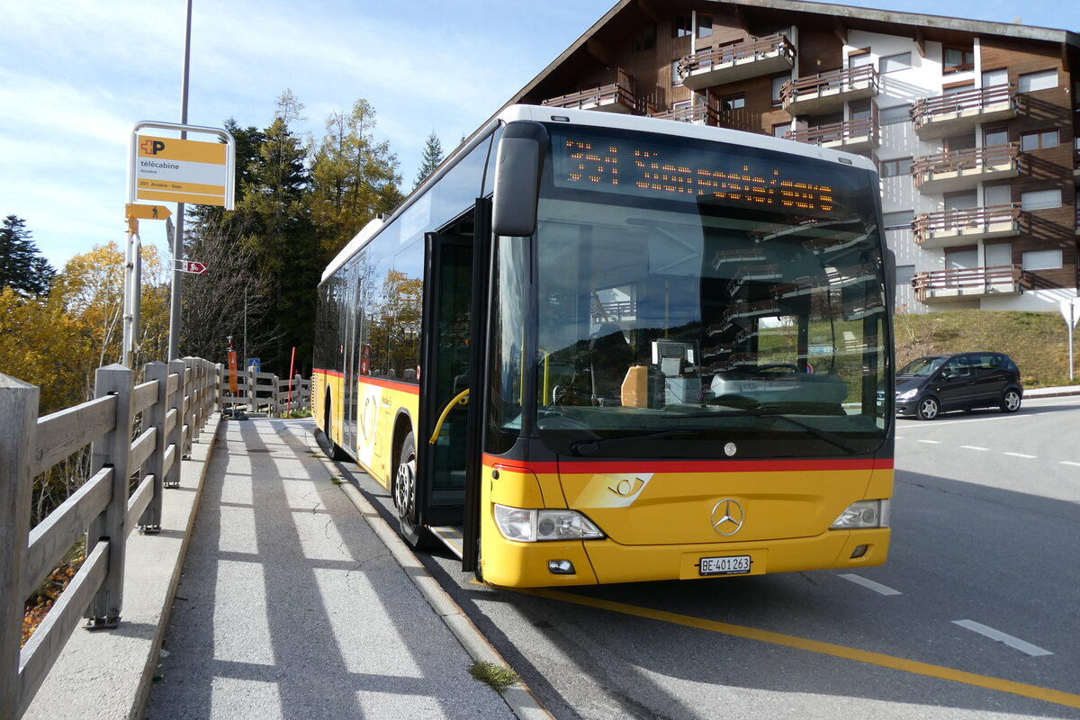 (282'073) - PostAuto Bern - BE 401'263/PID 5417 - Mercedes (ex BE 610'544; ex BE 538'988; ex BE 637'781) am 6. November 2025 in Anzre, Tlcabine