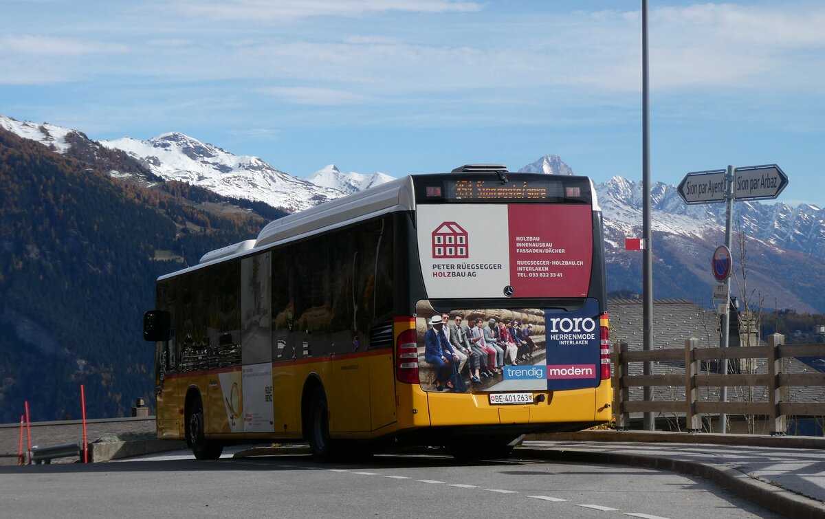 (282'080) - PostAuto Bern - BE 401'263/PID 5417 - Mercedes (ex BE 610'544; ex BE 538'988; ex BE 637'781) am 6. November 2025 in Anzre, Tlcabine