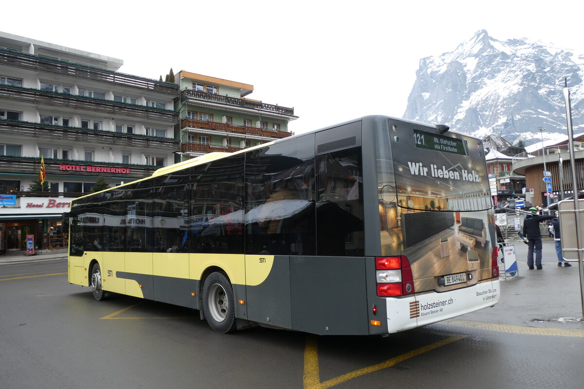 (283'666) - STI Thun - Nr. 401/BE 849'401 - MAN am 2. Januar 2026 beim Bahnhof Grindelwald