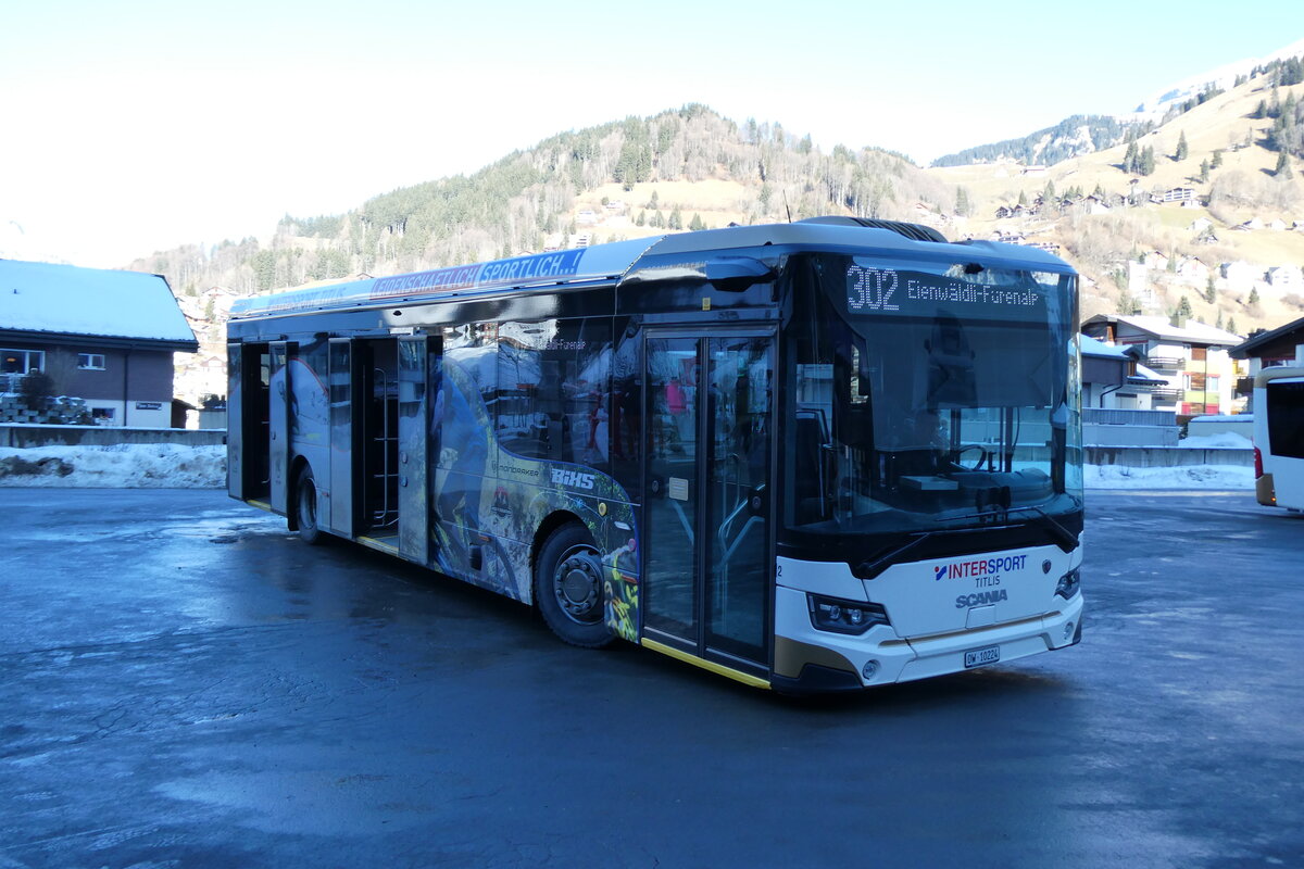(284'562) - EAB Engelberg - Nr. 2/OW 10'224 - Scania am 3. Februar 2026 in Engelberg, Talstation Titlis