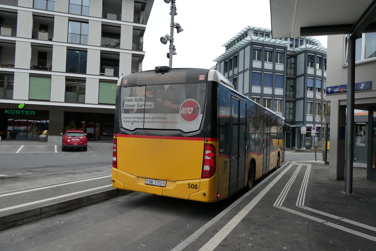 (284'595) - PostAuto Zentralschweiz - Nr. 508/NW 5150/PID 10'806 - Mercedes (ex Nr. 58; ex Nr. 14; ex Thepra, Stans Nr. 14) am 3. Februar 2026 beim Bahnhof Stans