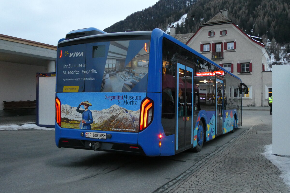 (284'848) - Engadinbus, St. Moritz - Nr. 105/GR 100'105 - MAN am 14. Februar 2026 in Zernez, Post