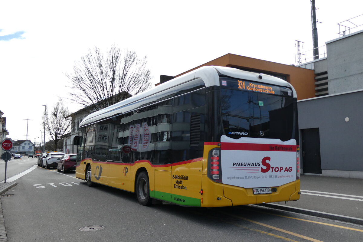 (285'442) - PostAuto Ostschweiz - TG 158'170/PID 12'255 - eMercedes am 17. M�rz 2026 beim Bahnhof Weinfelden