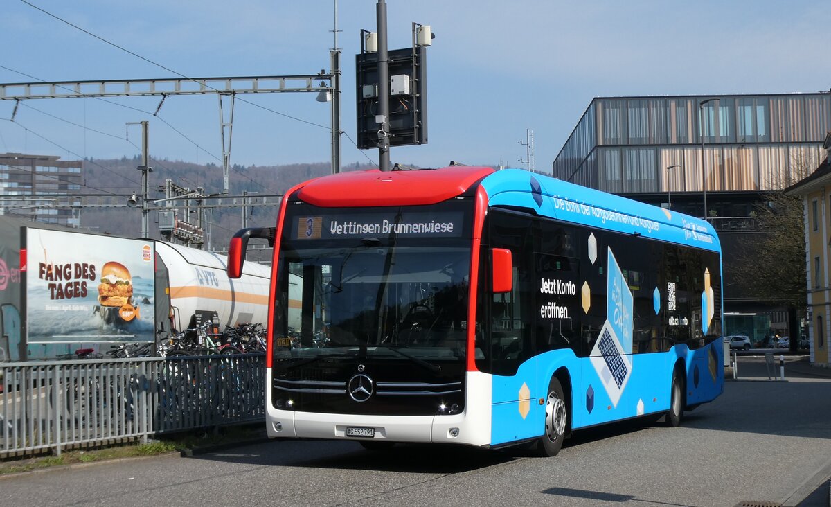 (285'494) - RVBW Wettingen - Nr. 60/AG 552'791 - eMercedes am 19. M�rz 2026 beim Bahnhof Baden