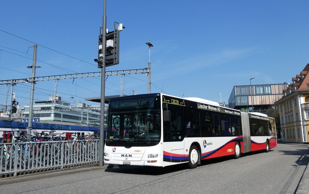 (285'545) - RVBW Wettingen - Nr. 165/AG 588'479 - MAN am 19. M�rz 2026 beim Bahnhof Baden
