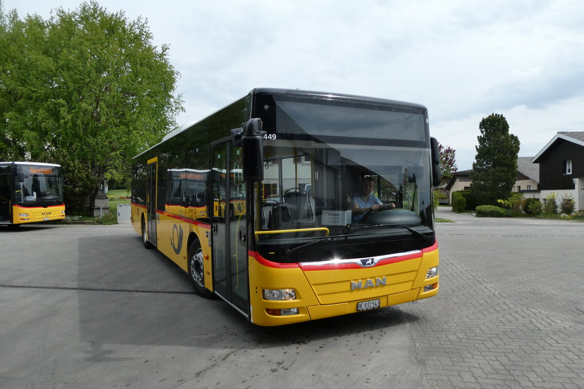 (286'493) - Funi-Car, Biel - Nr. EP27/BE 832'543/PID 12'449 - MAN (ex PostAuto Zentralschweiz Nr. 564; ex Dr. Richard, A-Wien Nr. 1427) am 28. April 2026 in Nods, Garage 
