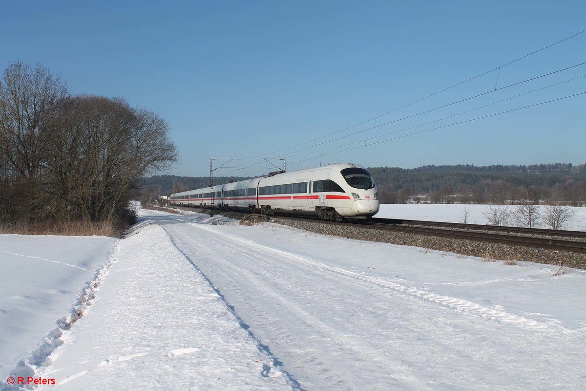 411 012  Freie und Hansestadt Hamburg  als ICE 1023 Dortmund - Wien bei Pölling. 26.01.17