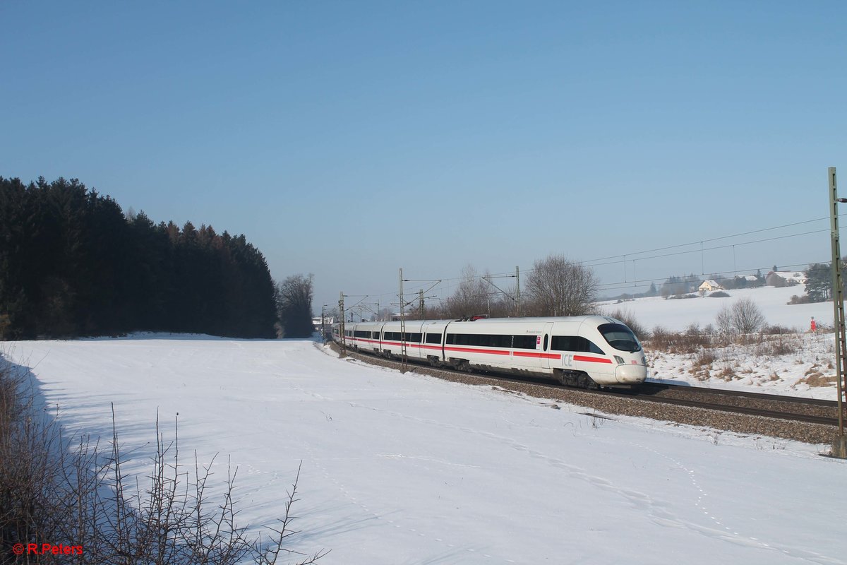 411 013-1  Hansestadt Stralsund  als ICE 1023 Dortmund - Wien. 21.01.17