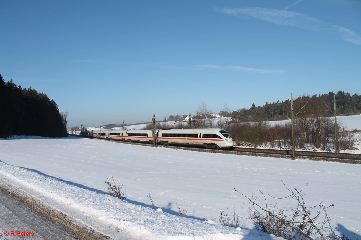 411 061-5  Andernach  als ICE 1023 Dortmund - Wien bei Sinsgrün. 19.01.17