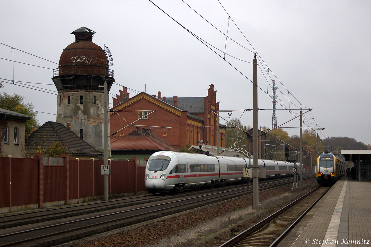 411 063-1  Ostseebad Binz  als ICE 1512 von München Hbf nach Hamburg-Altona, wurde über Rathenow umgeleitet. 30.10.2014