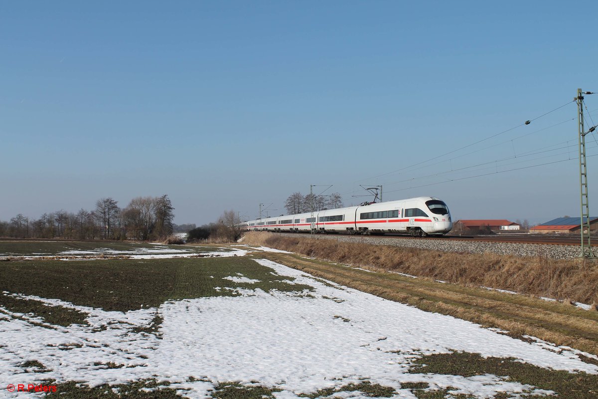 411 065-6 „Bad Oeynhausen“ + 020 „Gotha“ als ICE 91 Hamburg - Wien bei Moosham. 11.02.17 