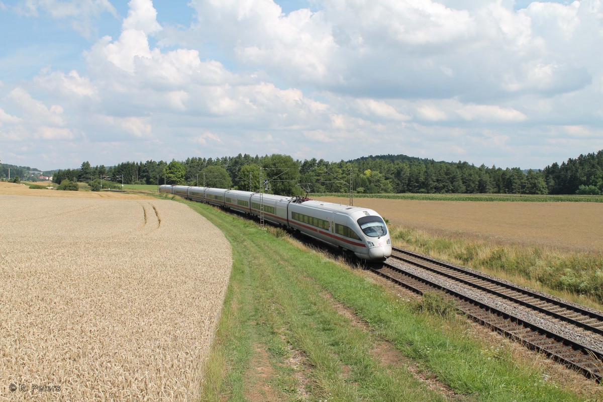 411 068  Ellwangen  als ICE 23 Dortmund - Wien bei Dettenhofen. 23.07.14