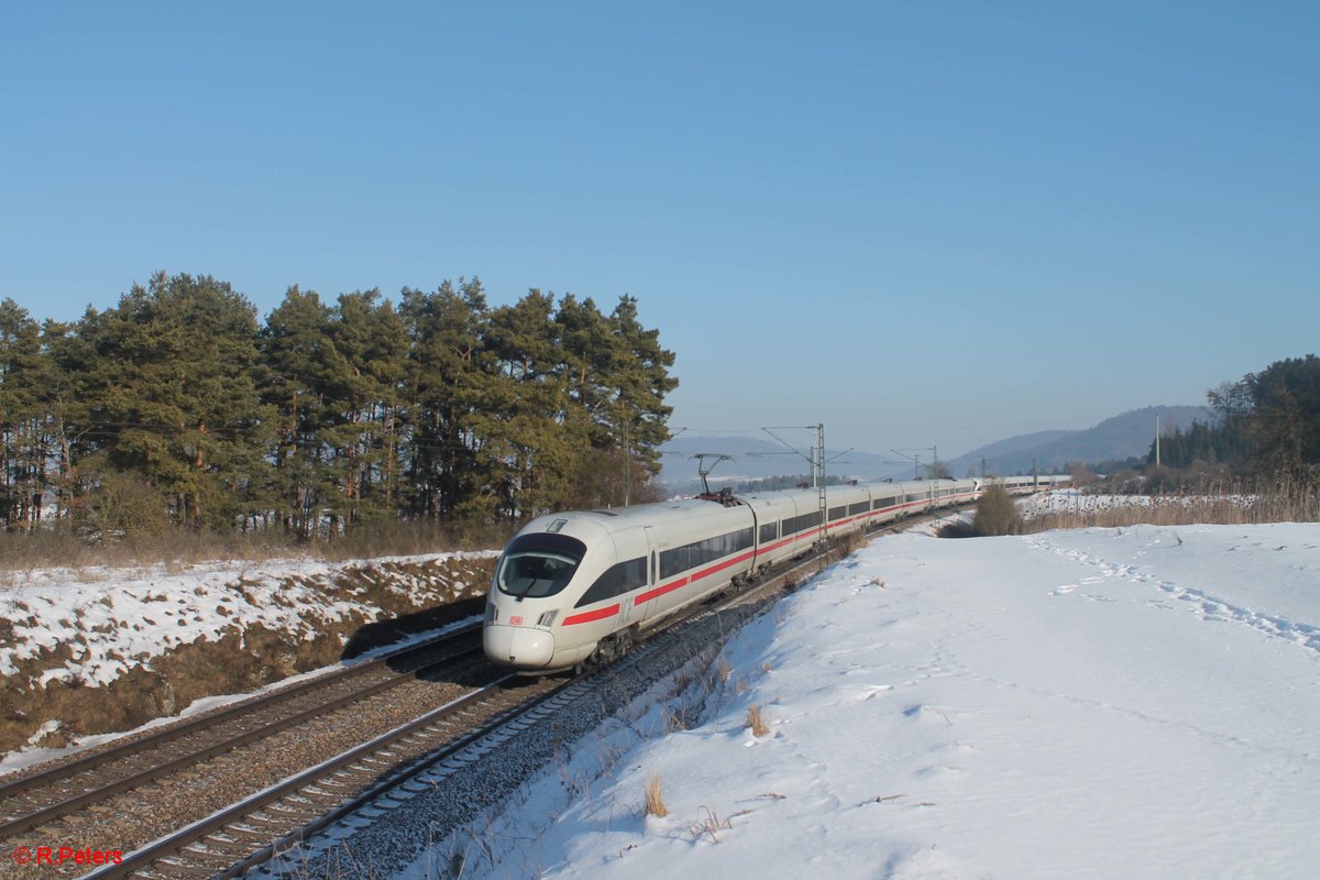 411 080  Darmstadt  als ICE 91 Hamburg - Wien bei Darshofen. 21.01.17