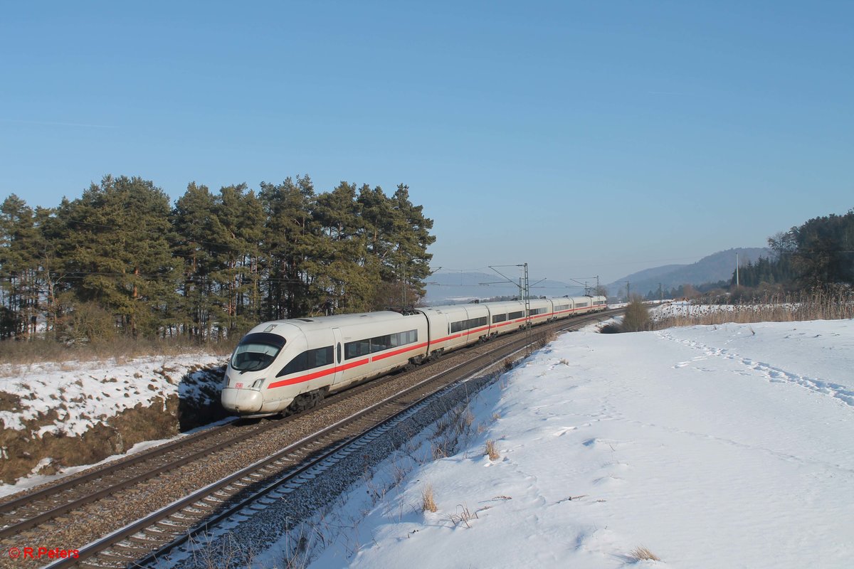 411 577-0 „Rhatenow“ als ICE 28 Wien - Dortmund bei Darshofen. 21.01.17 