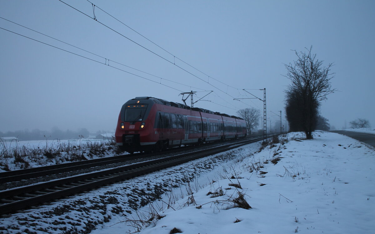 442 719 als S3 Neumarkt/Oberpfalz - Nürnberg HBF bei Pölling. 09.12.23