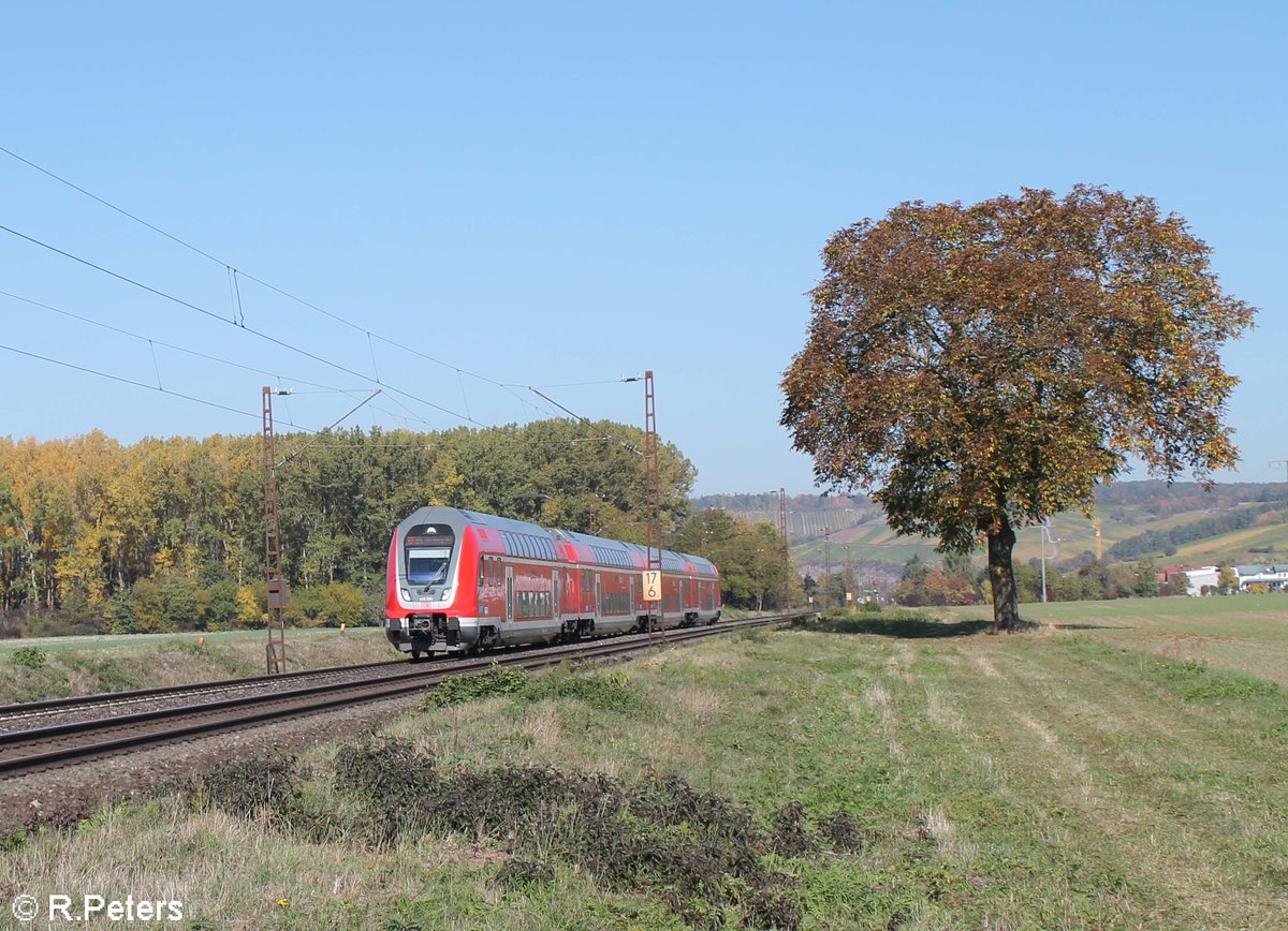 445 053-2 als RE55 RE4611 Frankfurt/Main - Würzburg kurz vor Retzbach-Zellingen. 13.10.18