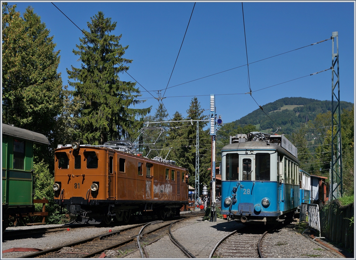 50 Jahre Blonay Chamby - MEGA BERNINA FESTIVAL: Die RhB Bernina Bahn Ge 4/4 81 der Blonay Chamby Bahn im Museum von Chaulin.
9. Sept. 2018