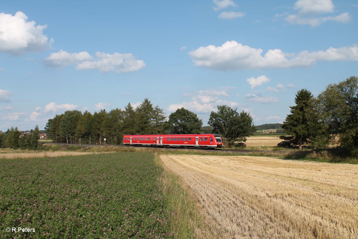 612 565 als RE 3464 Dresden - Nürnberg bei Waldershof. 27.08.14