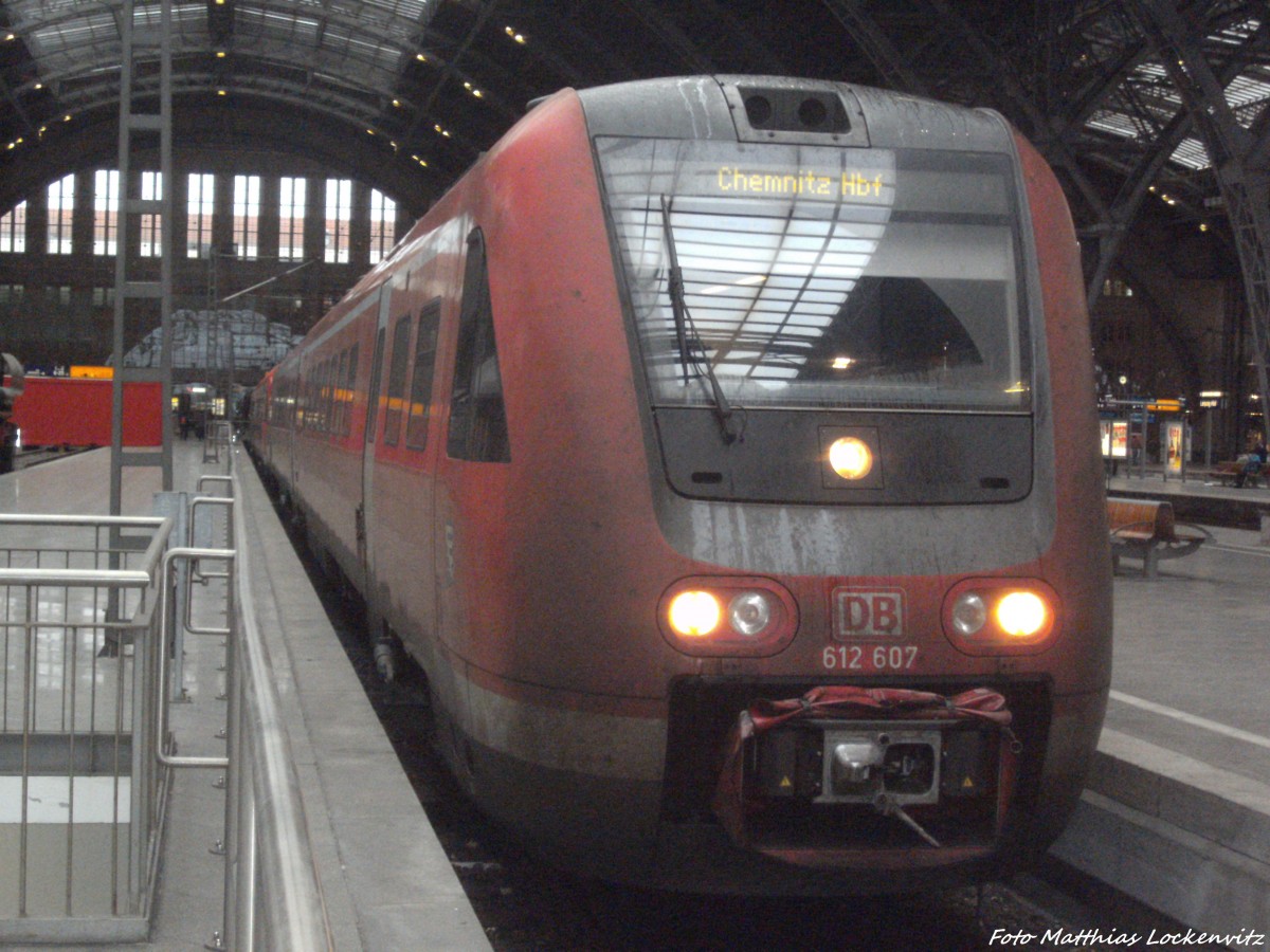 612 607/107 mit Ziel Chemnitz Hbf im Bahnhof Leipzig Hbf am 15.2.14