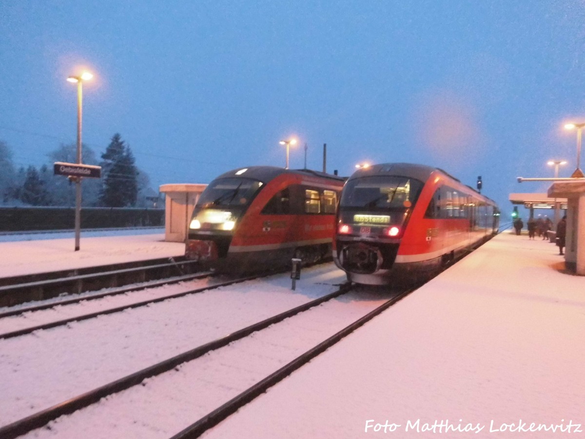 642 224 / 724 und 642 XXX / XXX im Bahnhof Oebisfelde am 16.1.16