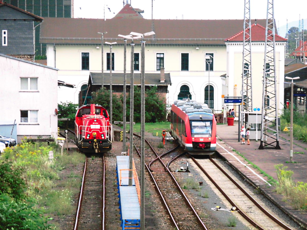 648 276/776 und 265 019 im Bahnhof Nordhausen am 2.8.17