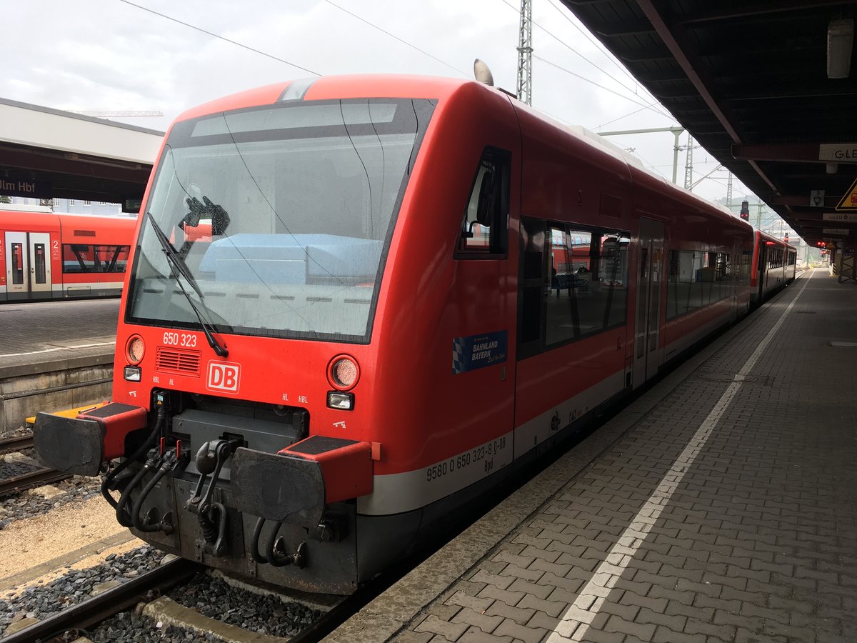 650 323 als 628 o. 644 Ersatz am 06.06.17 als er als RB von Ehingen an der Donau in Ulm Hbf ankam.