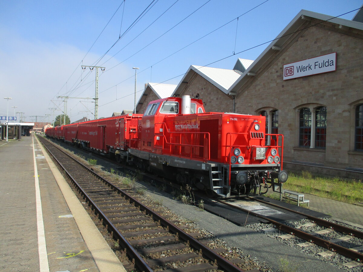 714 114,mit dem Tunnelrettungszug,am 02.September 2021,in Fulda.