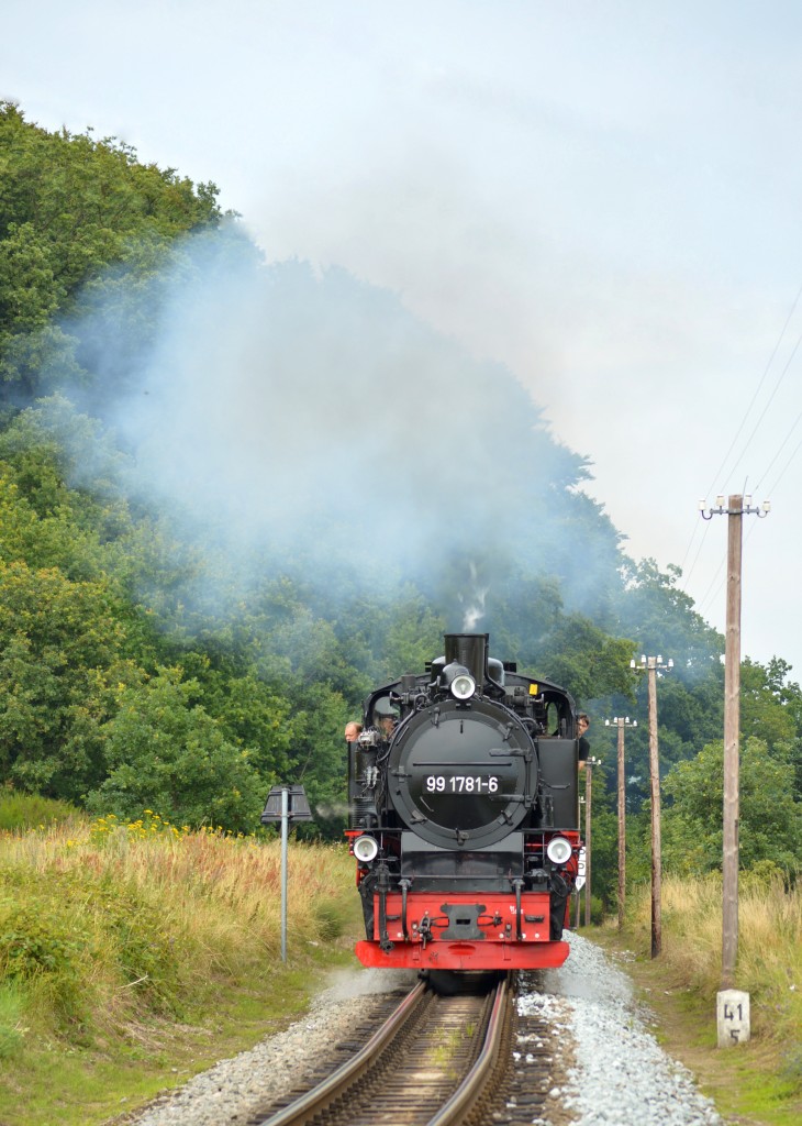 99 1781-6 ballert mit P 106 die Steigung nach Seelvitz am 08.08.2015 hoch