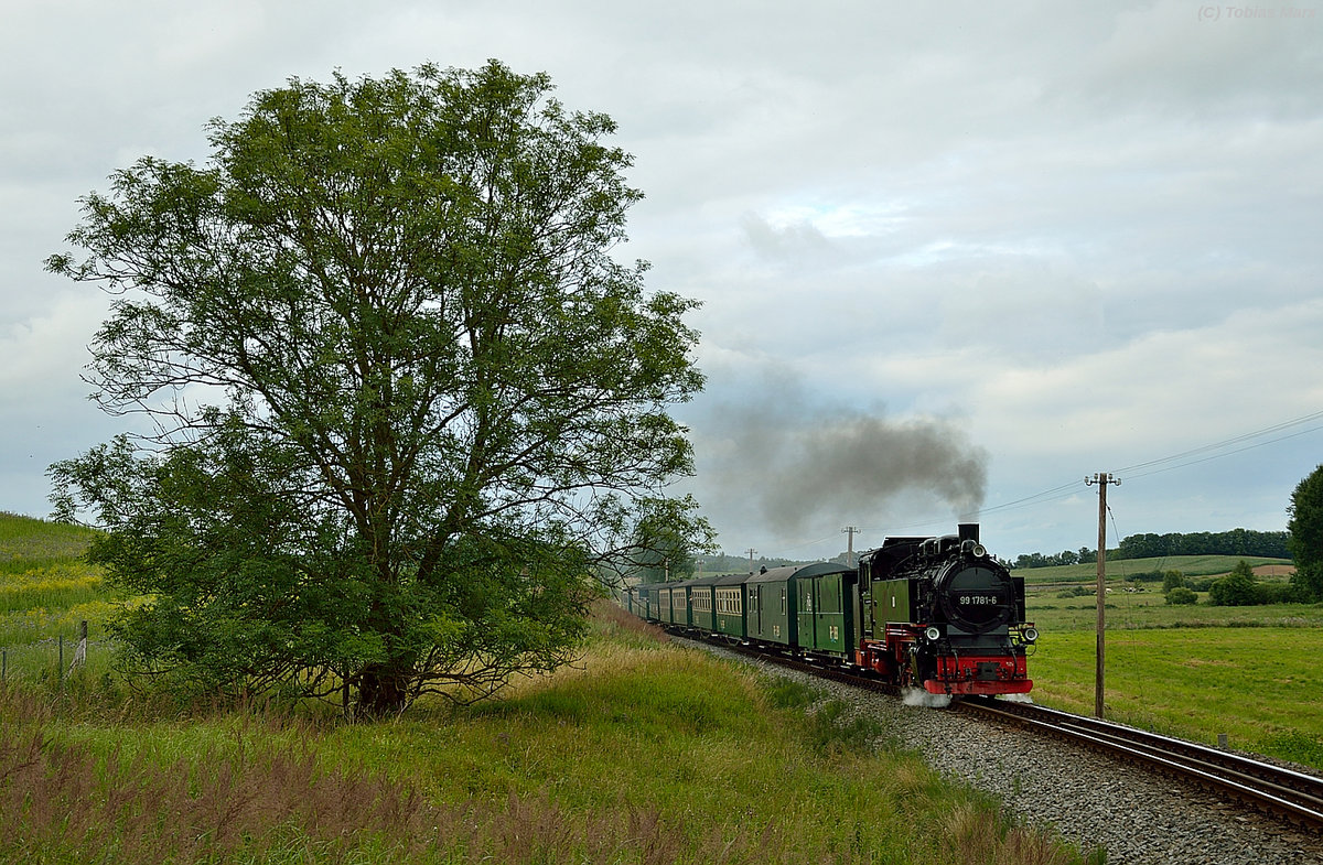 99 1781-6 mit P 110 vor Seelvitz am 18.07.2016