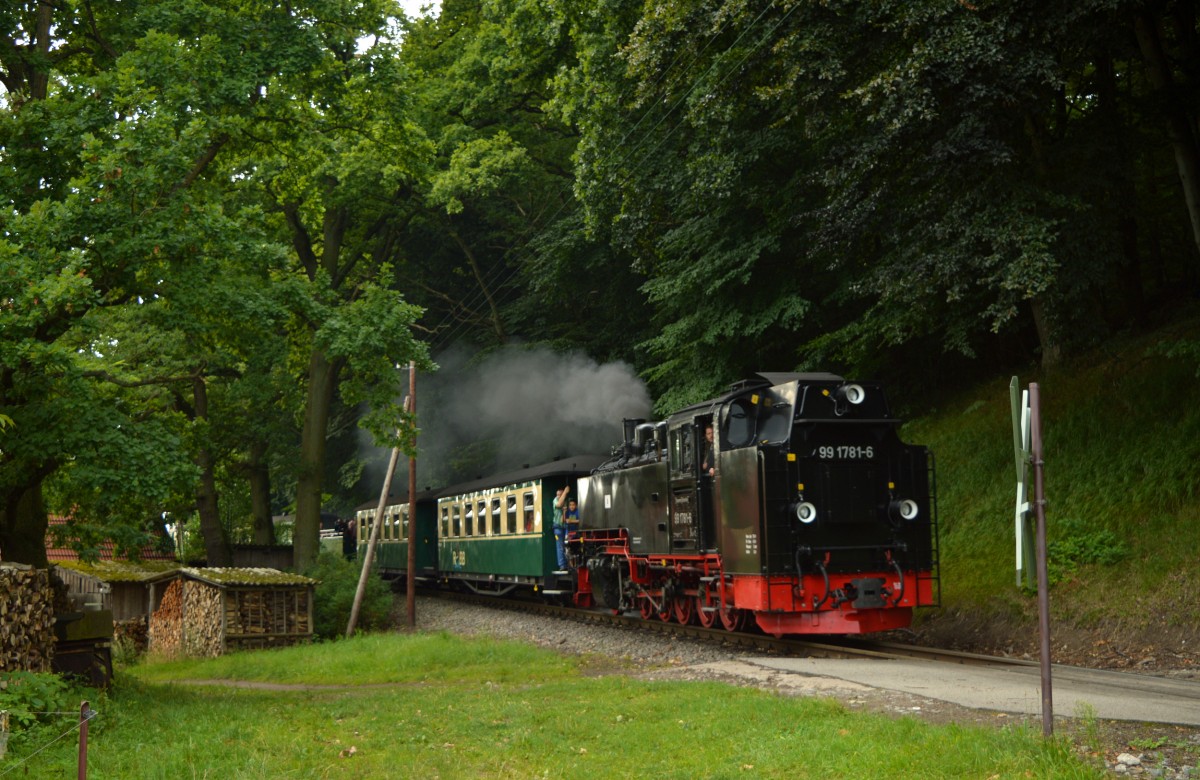 99 1781-6 rollt mit P 109 hinter Seelvitz bergab am 08.08.2015