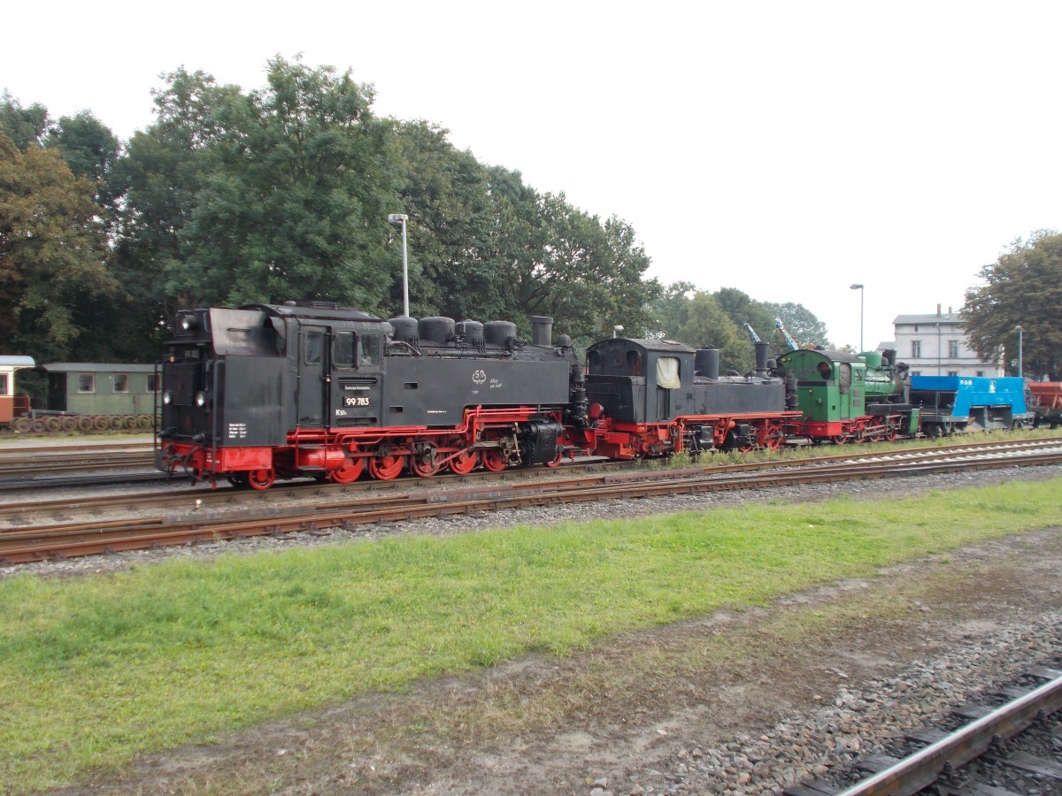 99 1783,99 1594 und die Mh52 (99 4632),am 07.September 2014,in Putbus.