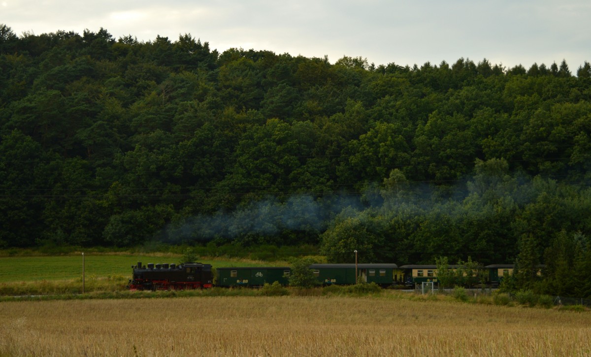 99 1784-0 donnert die Steigung nach Seelvitz am 08.08.2015 mit P 232 hinauf