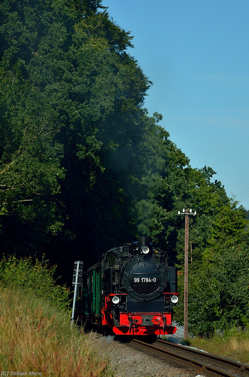 99 1784-0 mit dem P 108 kurz vor Seelvitz am 21.07.2016