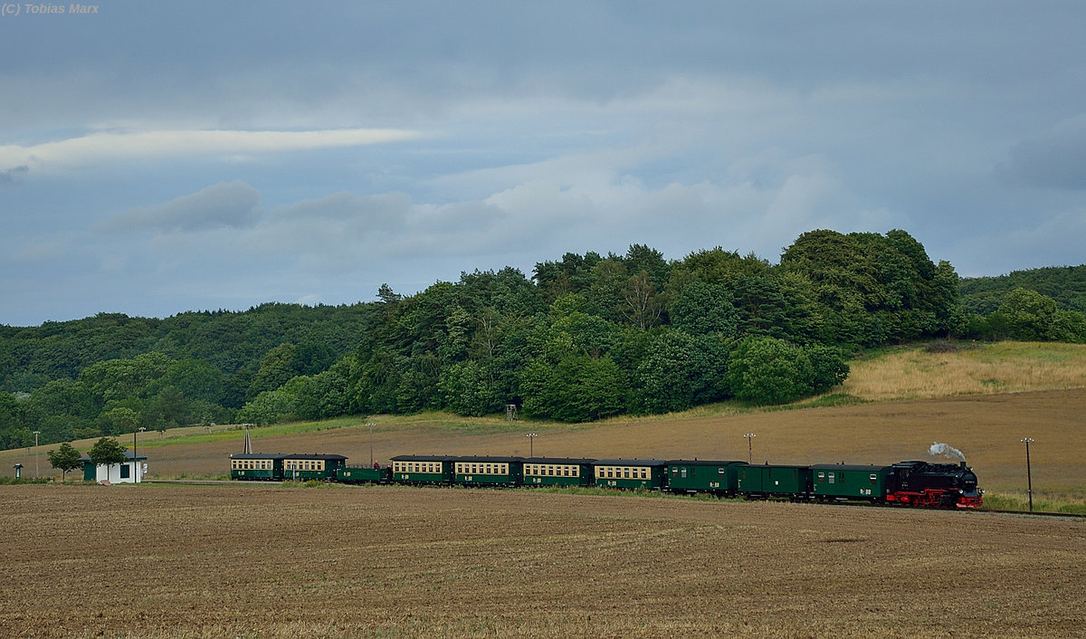 99 1784-0 mit P 232 bei der Durchfahrt durch Seelvitz am 18.07.2016
