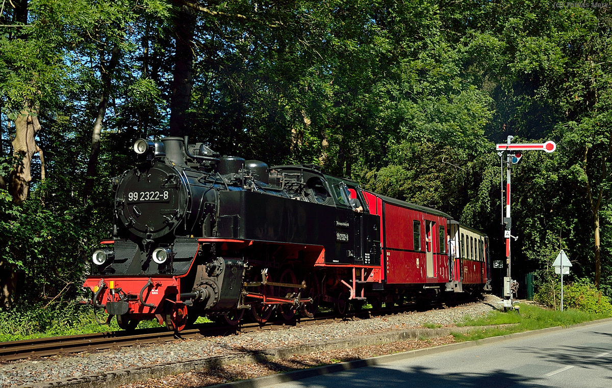 99 2322-8 bei der Ausfahrt aus Heiligendamm am 20.07.2016