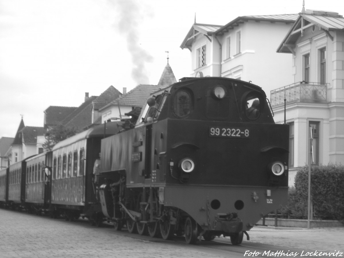 99 2322 der Mecklenburgischen Bderbahn Molli im Bahnhof Bad Doberan, Goethestrae am 13.7.14