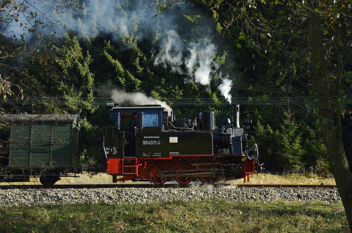 99 4511-4 bei der Ausfahrt aus Schlössel am 24.10.2015