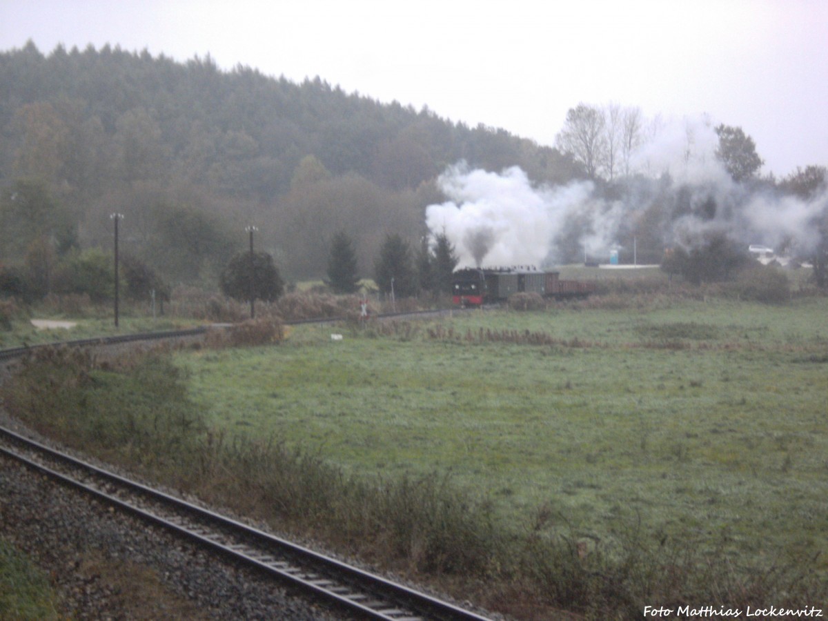 99 4511 unterwegs nach Garftitz. Hier fhrt der Zug bei Serams vorbei am 12.10.14