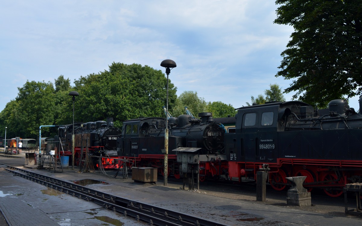 99 4801-9, 99 4802-7 und 99 1782-4 war die Reihenfolge der abgestellten Loks in Putbus am 08.08.2015