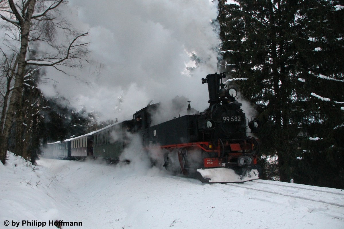 99 582 beim Erklimmen der Steigung kurz vor Sch�nheide.