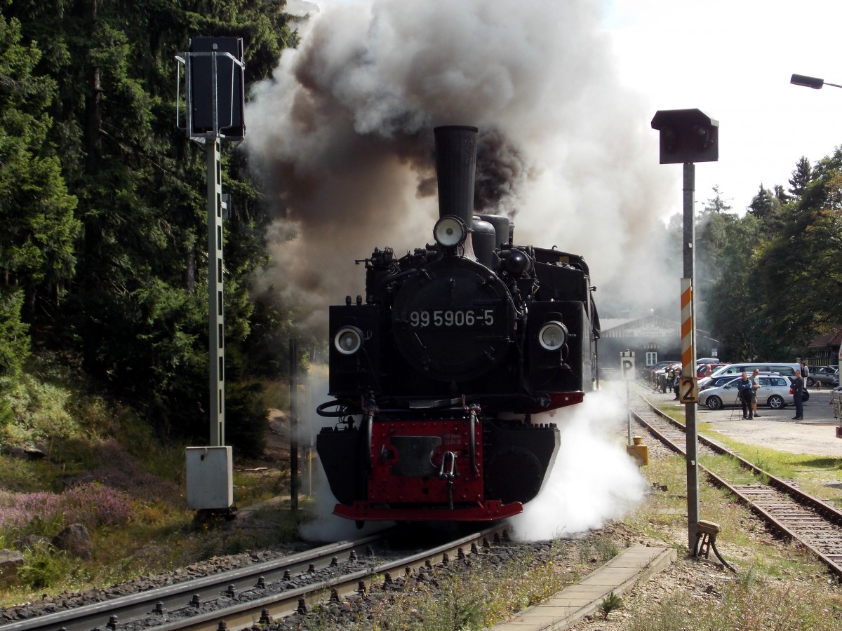 99 5906-5 fuhr mit 99 5902 und dem Traditionszug am 13.08.2014 aus Schierke aus.Fotograf war mein Vater Stefan Marx
