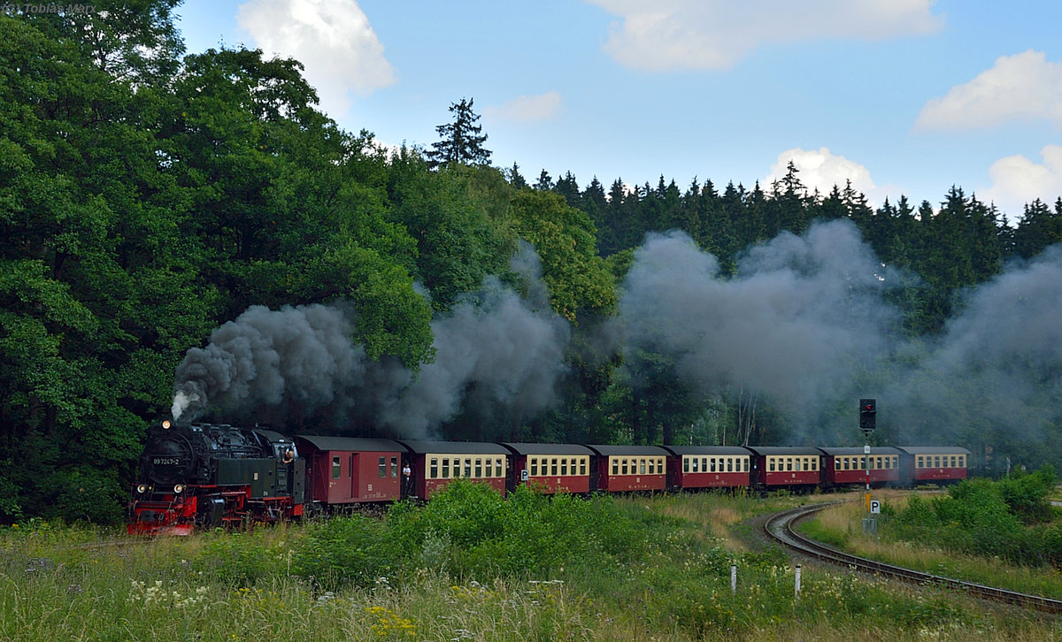 99 7247-2 bei der Ausfahrt aus Drei-Annen-Hohne am 24.07.2016 mit N 8927