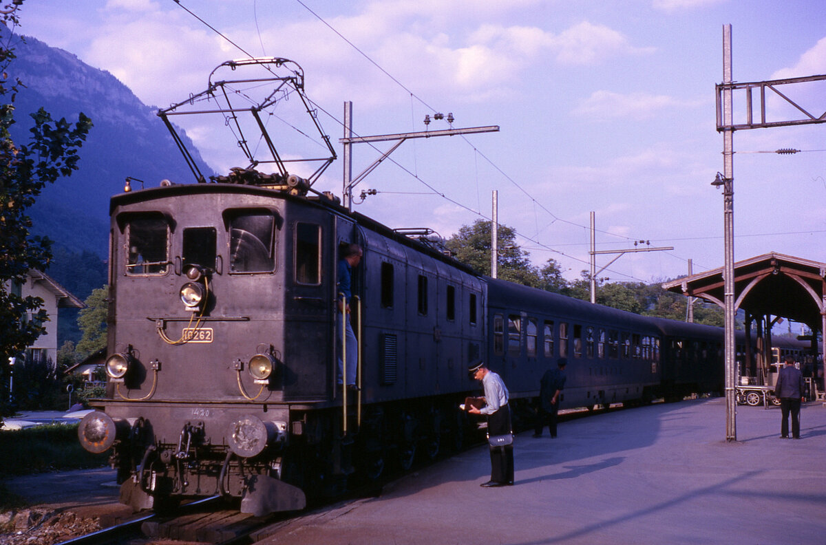A SBB locomotive at Interlaken Ost.  Taken late August 1962.