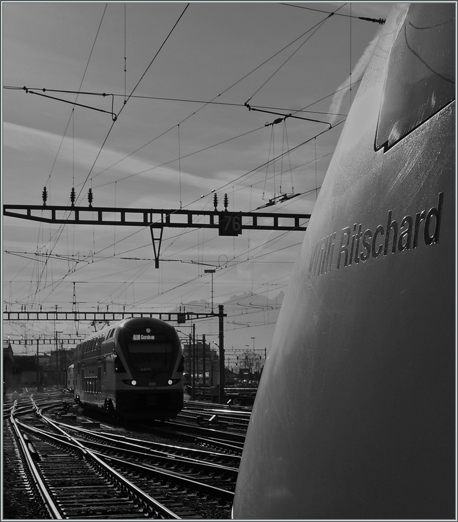 Als Willi Ritschard Bundesrat und Vorsteher der Verkehrs- und Energie-Departements war, hatte die Bahn alles andere als Kapazitasprobleme... 
(Hier nun die von Jeanny gewünschte S/W Version)
Lausanne, den 25. Feb. 2014 