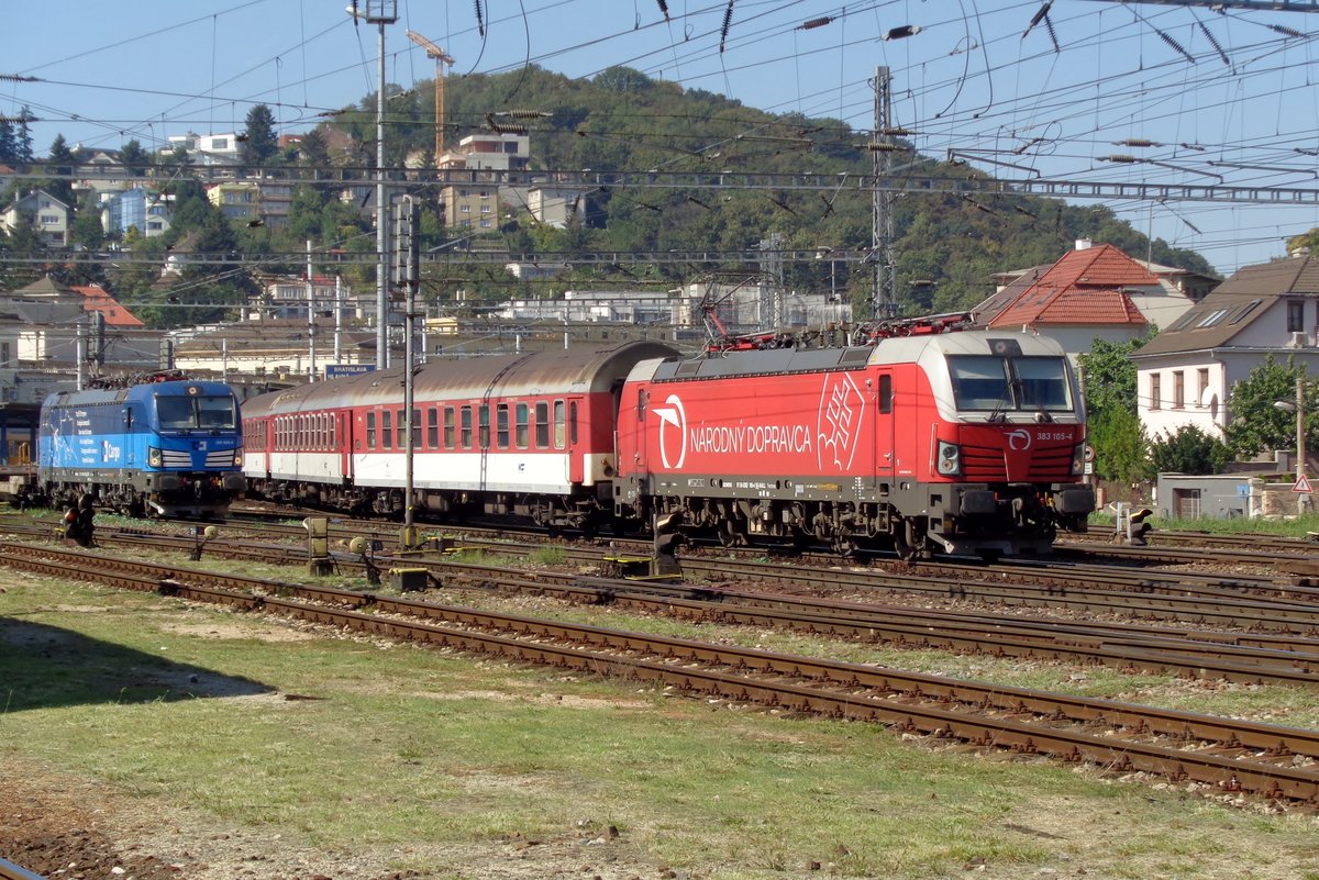 Am 12 September 2018 verlässt 383 105 Bratislava hl.st. mit ein IC nach Kosice.